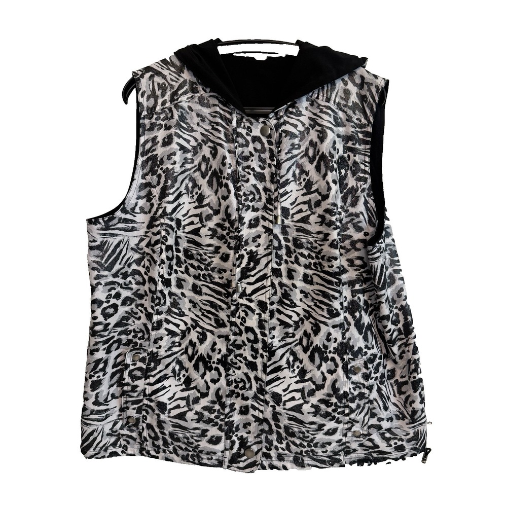 Zenergy by Chicos Reversible Hooded Vest Sz 3 L/XL Minimalist Layering Versatile